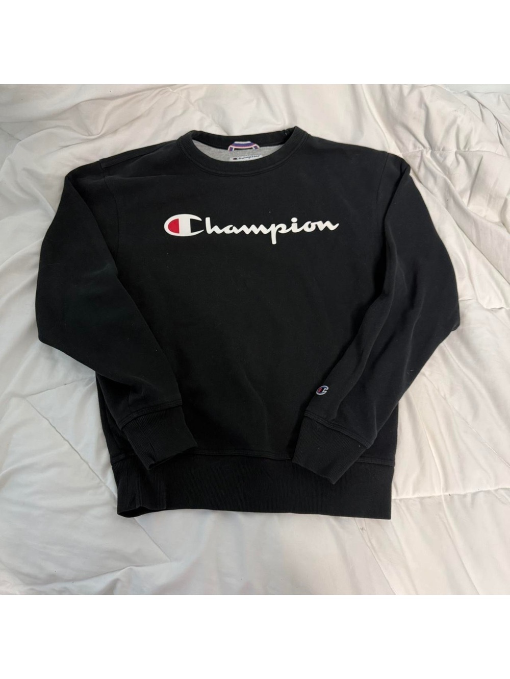 black unisex champion crewneck sweater small fall autumn back to school
